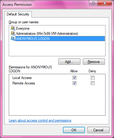 DCOM Security Configuration 516