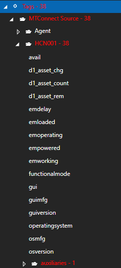 MTConnect generated Tags