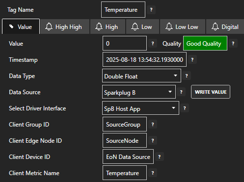 Check temperature metric value