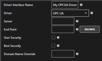 OPCUA Driver Configuration
