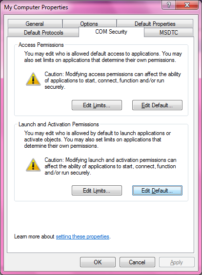 DCOM Security Configuration 522