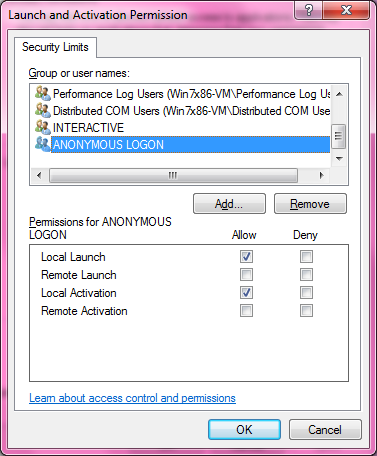 DCOM Security Configuration 533